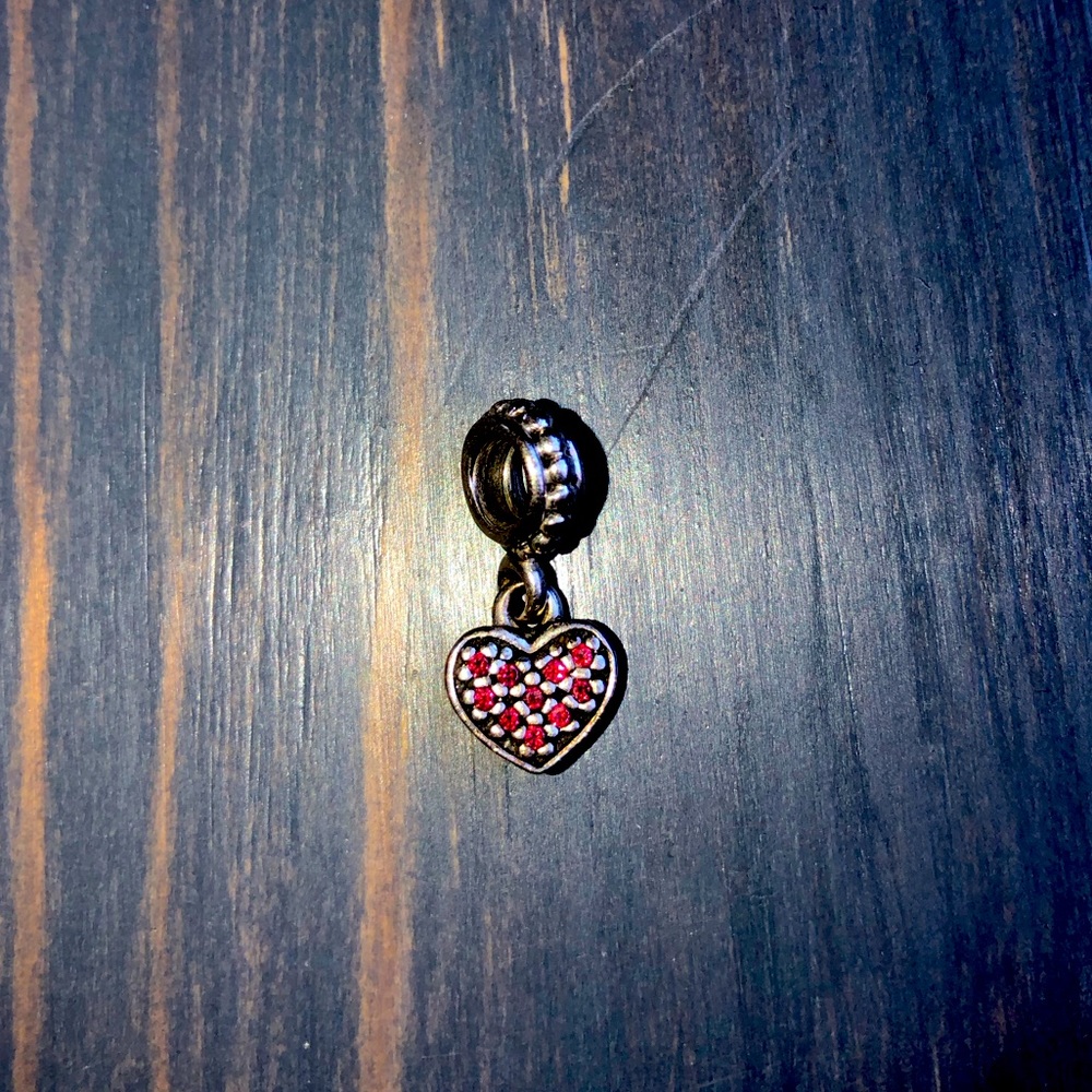 Pandora charm pave dangle heart in red